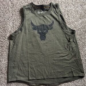Under Armour Dark Green Tank with Black Bull Graphic